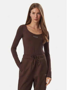 Guess Guess Боді V6BP12 K6916 Темно-коричневий Slim Fit