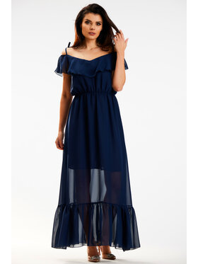 Awama Awama Sukienka letnia A573 Granatowy Basic Fit