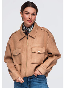 Ombre Ombre Kurtka przejściowa OW-JANP-0147 Beżowy Relaxed Fit