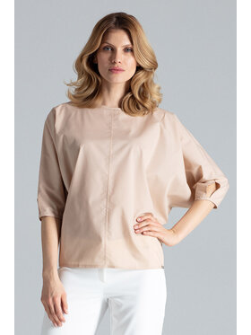 FIGL FIGL Bluzka M563 Beżowy Regular Fit