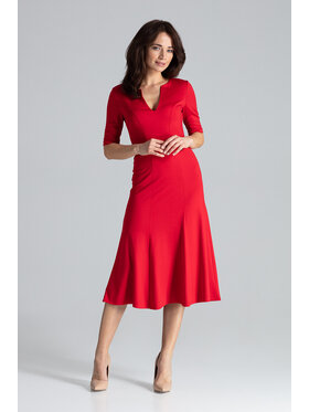 Lenitif Lenitif Sukienka K478 Czerwony Regular Fit