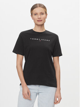 Tommy Jeans Tommy Jeans Marškinėliai Tjw Rlx New Linear Tee DW0DW17836 Juoda Relaxed Fit