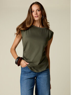 Oltre Oltre T-Shirt G085J004700N0H5 Zielony Regular Fit