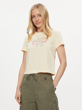 Calvin Klein Jeans Calvin Klein Jeans Tričko Bold Monologo Baby Tee J20J222639 Écru Regular Fit