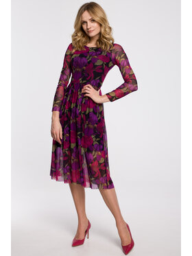 Makover Makover Sukienka koktajlowa K064 Czerwony Regular Fit