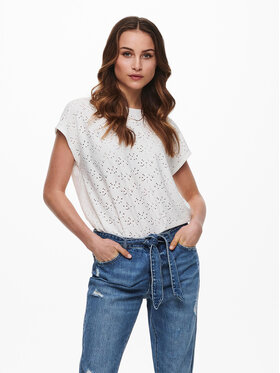 ONLY ONLY Μπλουζάκι Smilla 15231005 Λευκό Regular Fit