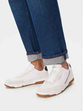 Tommy Hilfiger Tommy Hilfiger Sneakers Th Basket Core Leather Suede Mix FM0FM05881 Alb