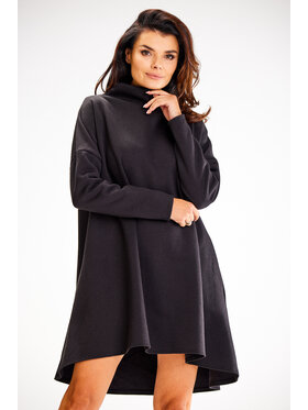 Awama Awama Sukienka dzianinowa A609 Czarny Basic Fit