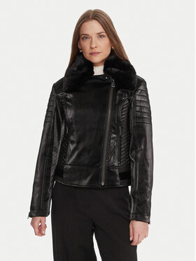 Guess Guess Baikerių stiliaus striukė W5BL35 W2820 Juoda Regular Fit