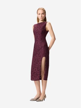 PINKO PINKO Sukienka DRUPA ABITO PIZZO REBRODE Bordowy Slim Fit