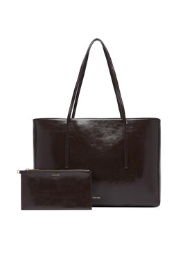 Calvin Klein Calvin Klein Ročna torba Foil Logo Glossy Tote W/ Pouch LV04F3537G Rjava