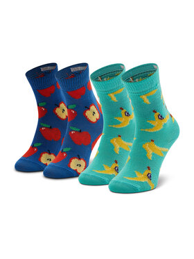 Happy Socks Happy Socks Zestaw 2 par wysokich skarpet dziecięcych KFRU02 Granatowy