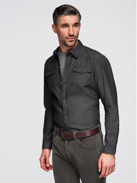 Ombre Ombre Koszula OM-SHDS-0210 Czarny Regular Fit