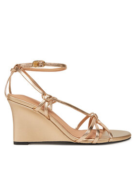 Tommy Hilfiger Tommy Hilfiger Sandały Metal Leather Knots Wedge Sandal FW0FW08801 Złoty