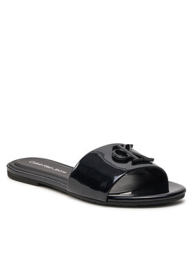 Calvin Klein Jeans Natikače Flat Sandal Slide Mg Met YW0YW01348 Crna