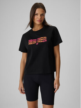 4F 4F T-Shirt BEACHWEAR Czarny Boxy Fit