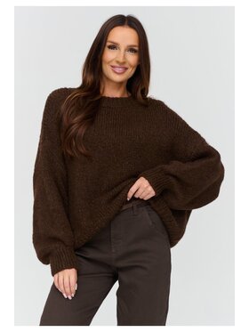Makadamia Makadamia Sweter C83 Brązowy Loose Fit