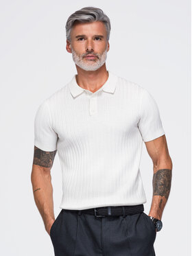Ombre Ombre Polo OM-POSS-0180 Biały Slim Fit