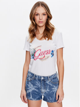 Guess Guess T-Shirt Embellish Logo W3GI40 J1314 Biały Slim Fit
