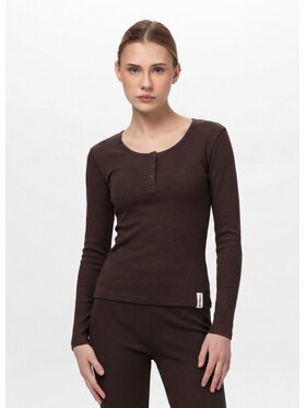 PITBULL PITBULL Longsleeve LAYLA Brązowy ciemny Slim Fit