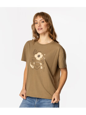 Lee Cooper Lee Cooper T-Shirt FLOWERS7 1145 Khaki Loose Fit