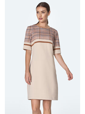 NIFE NIFE Sukienka dzianinowa S245 Beżowy A-Line Fit