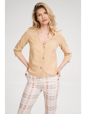FIGL FIGL Bluzka M699 Beżowy Regular Fit