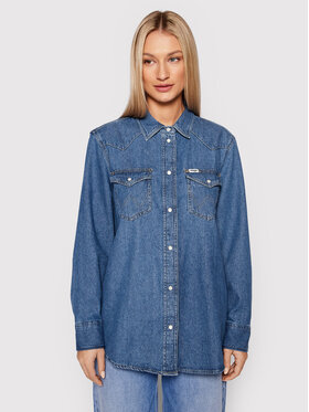 Wrangler Wrangler džinsiniai marškiniai Heritage W5S96OX8E Mėlyna Regular Fit