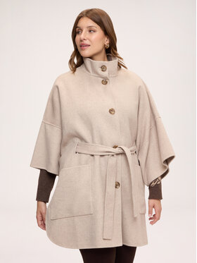 Fiorella Rubino Fiorella Rubino Płaszcz zimowy 8026E000204N002 Kremowy Over Fit