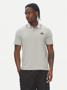 adidas adidas Тениска с яка и копчета Essentials Small Logo JE9022 Сив Regular Fit