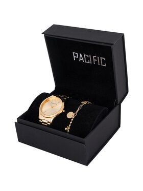 Pacific Pacific Zestaw zegarek i bransoletka X6222-12 Złoty