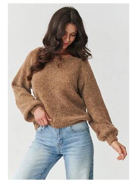 Makadamia Makadamia Sweter S168 Brązowy Boxy Fit