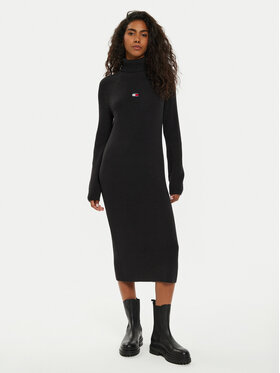 Tommy Jeans Tommy Jeans Трикотажна сукня Tjw Mockneck Badge DW0DW19815 Чорний Regular Fit