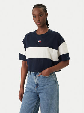 Tommy Jeans Tommy Jeans Tričko Badge Colour-Blocked DW0DW18706 Tmavomodrá Oversize