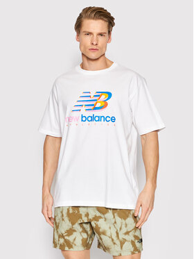 New Balance New Balance Tricou At Amp Logo MT21503 Alb Oversize