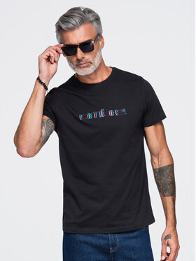 Ombre Ombre T-Shirt OM-TSPT-0300 Černá Regular Fit