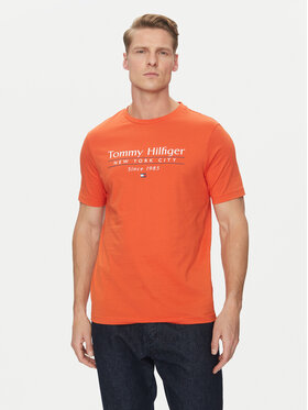 Tommy Hilfiger Tommy Hilfiger T-Shirt Center Stack MW0MW38621 Oranžová Regular Fit