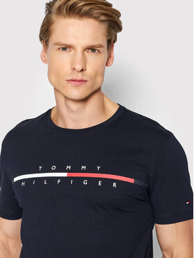 Tommy Hilfiger Tommy Hilfiger T-Shirt Split Logo MW0MW22128 Granatowy Regular Fit