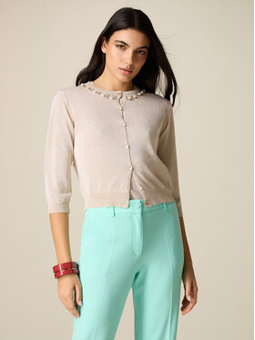 Oltre Oltre Sweter M529J005301N018 Złoty Cropp Fit