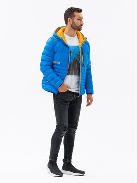 Ombre Ombre Kurtka puchowa OM-JALP-0120 Granatowy Regular Fit
