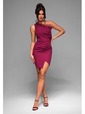 Ombre Ombre Sukienka koktajlowa LA-OM-DLR018 Bordowy Regular Fit