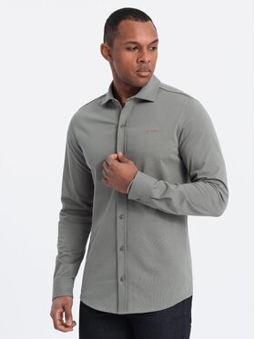 Ombre Ombre Koszula OM-SHCS-0138 Khaki Regular Fit