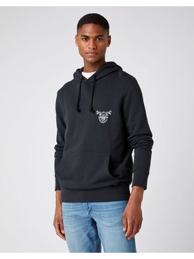 Wrangler Wrangler Bluza BIKER HOODIE Czarny Regular Fit