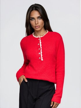 Ombre Ombre Svetr OW-SW-E0042 Červená Regular Fit