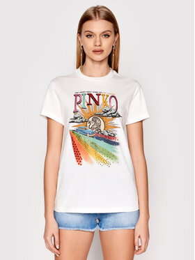 Pinko Pinko T-Shirt Nure 1N13ER Y5QB Beżowy Regular Fit