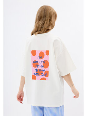 Mirons Mirons T-Shirt Print Biały Oversize
