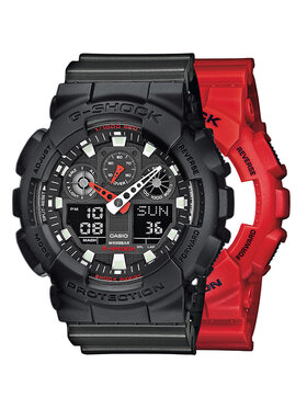 Casio Casio Zegarek SET GA-100B-4AER + BEZEL 10358741 + PASEK 10467764 Czerwony