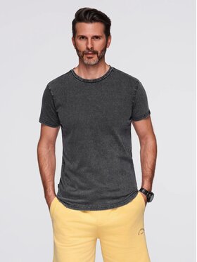 Ombre Ombre T-Shirt OM-TSWT-0116 Czarny Slim Fit