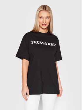 Trussardi Trussardi T-Shirt Logo 52T00589 Czarny Regular Fit