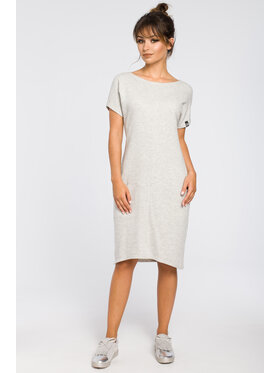 BeWear BeWear Úpletové šaty B050 Strieborná Regular Fit
